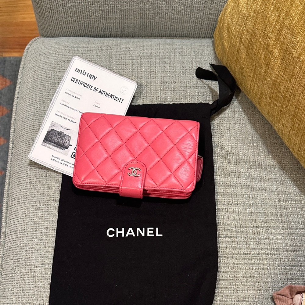 Chanel Vibrant Pink Quilted Wallet